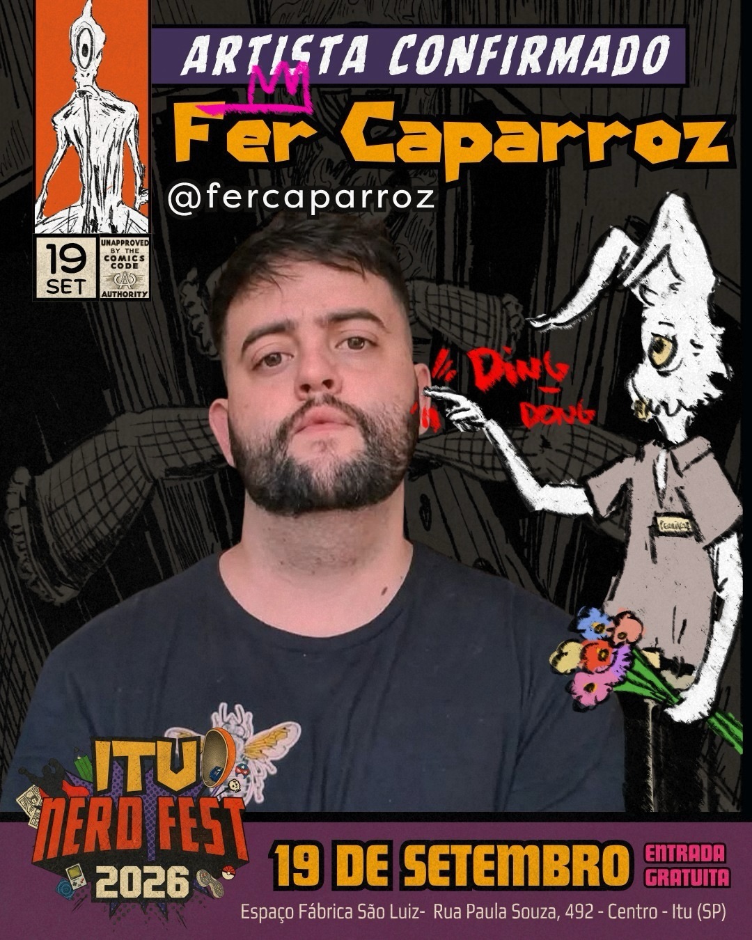 Fer Caparroz confirmado no Itu Nerd Fest 2026