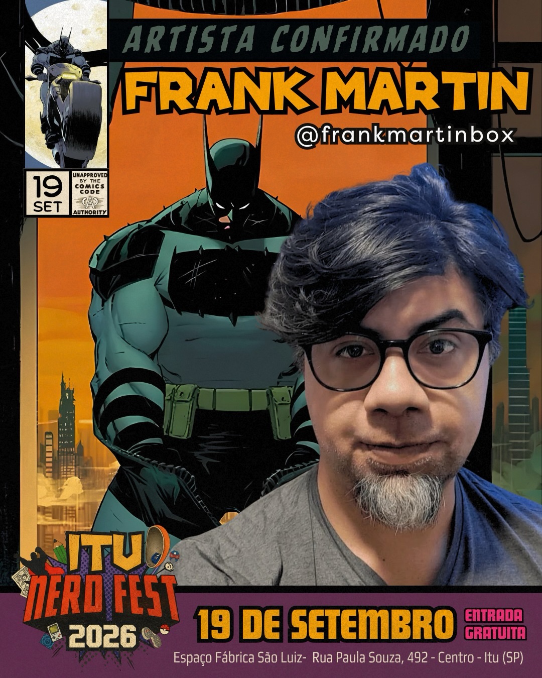 Frank Martin confirmado no Itu Nerd Fest 2026