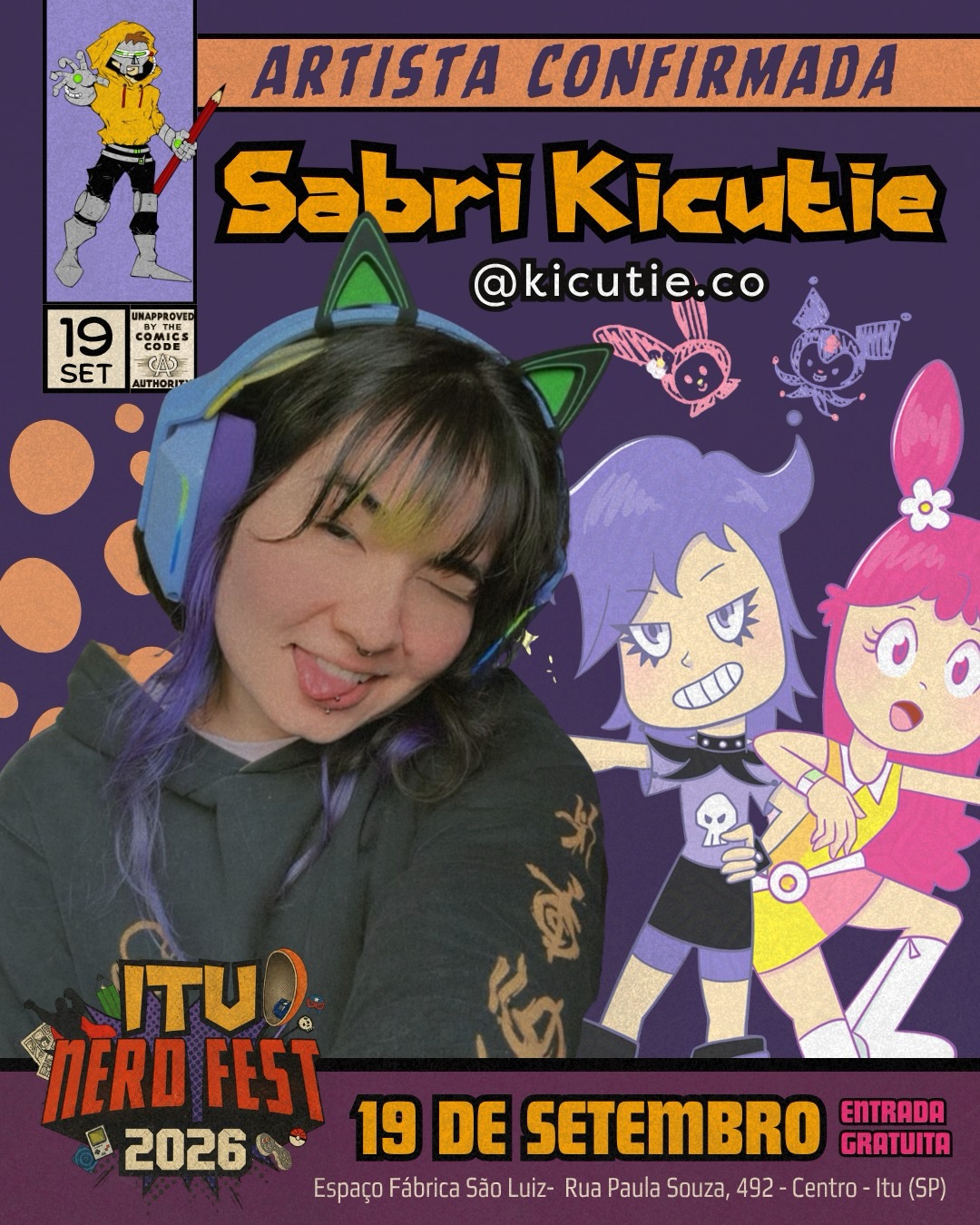Sabri Kicutie confirmada no Itu Nerd Fest 2026