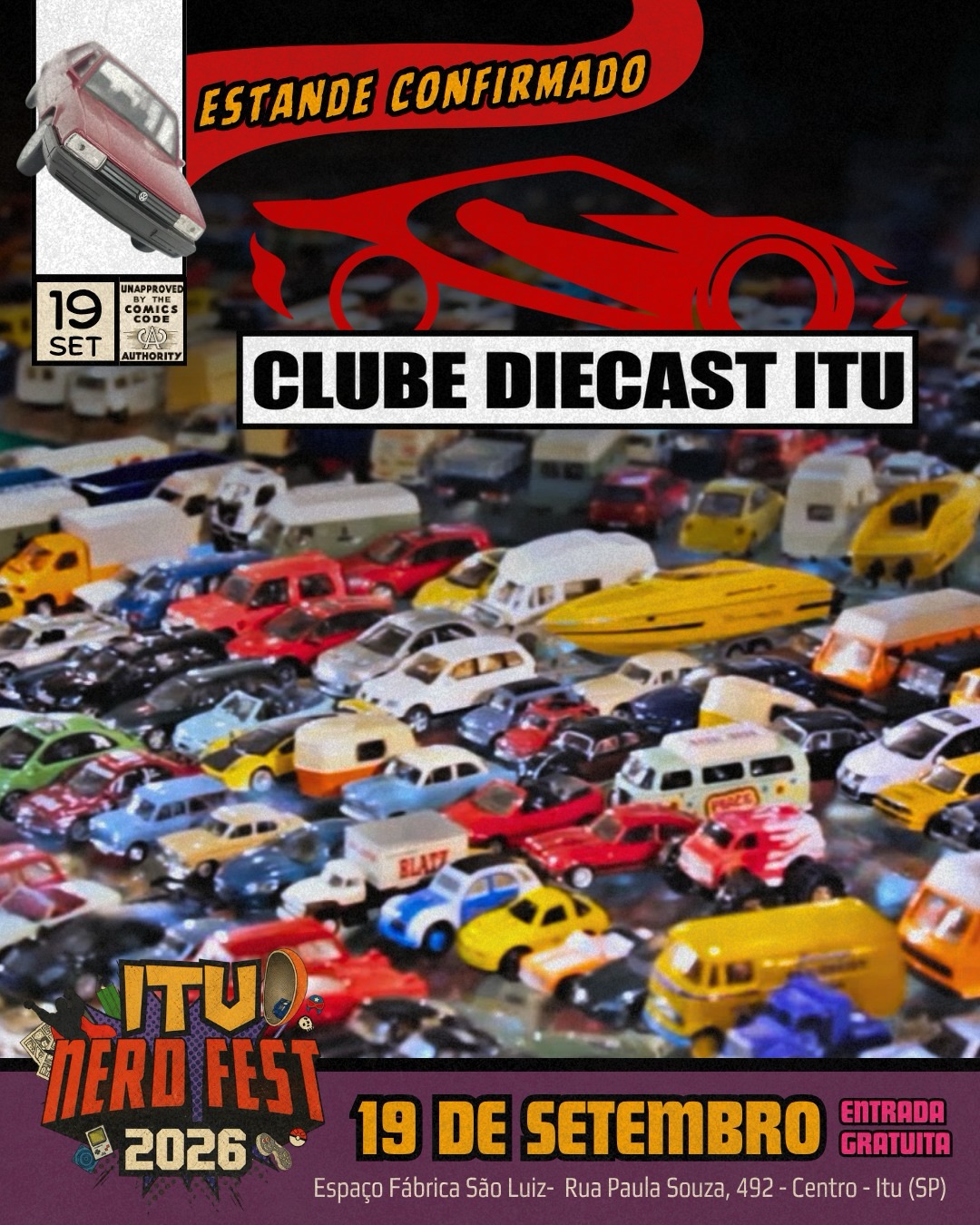 Clube Diecast Itu, estande confirmado no Itu Nerd Fest 2026
