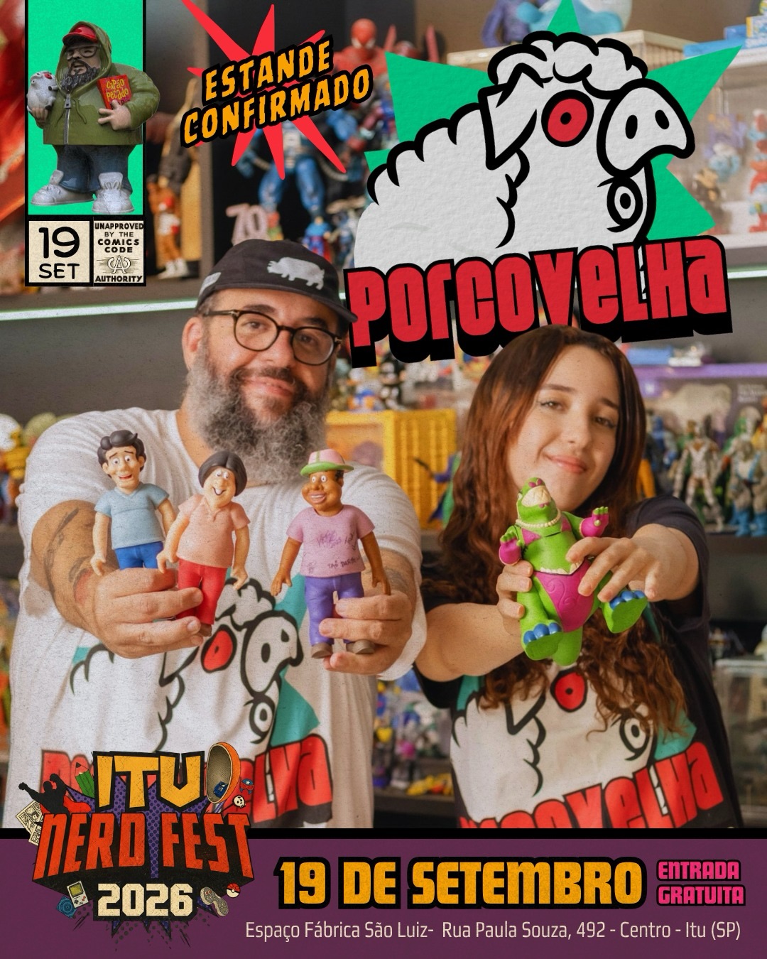 Porcovelha Toys, expositora confirmada no Itu Nerd Fest 2026